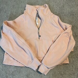 Lululemon Like New Scuba Oversized Funnel-Neck Half Zip in Peach Satin